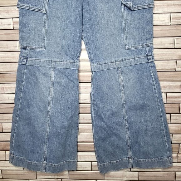 Social Tourist Ultra High‎ Rise Jeans 9R Hollister Flare Leg Cargo Pants Stretch - Picture 2 of 15